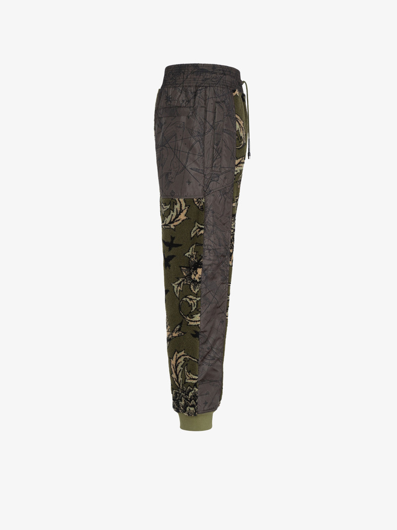 Jogger pants in floral pattern fleece and nylon 6