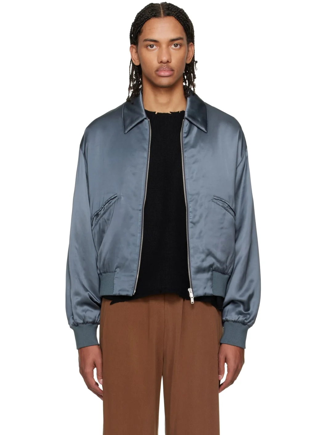 Gray Aces Satin Club Jacket - 1