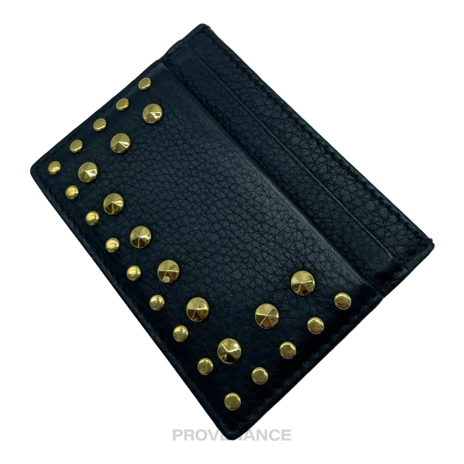 Burberry Studded Card Wallet - Black Leather - 3