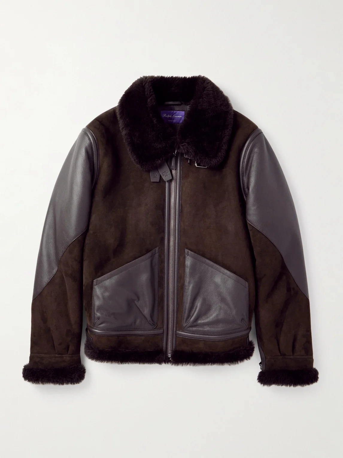 Lutton Aviator Leather-Trimmed Shearling Jacket - 1