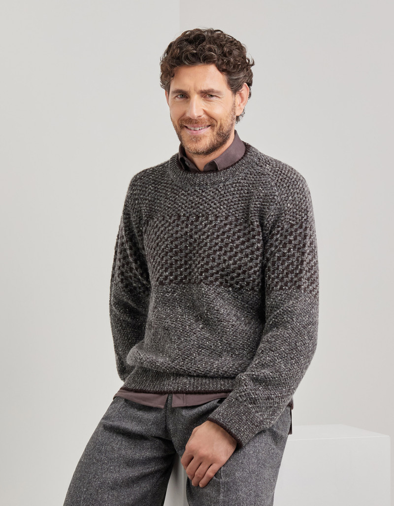 WOOL AND ALPACA BLEND JACQUARD BOUCLÉ CREW NECK 3
