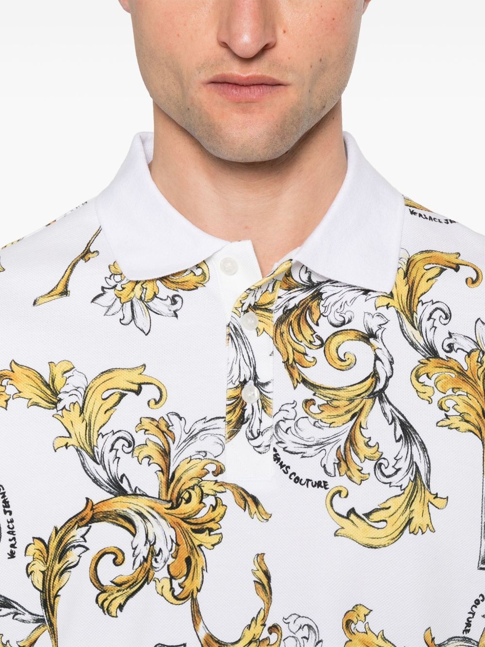 Barocco-print polo shirt - 4