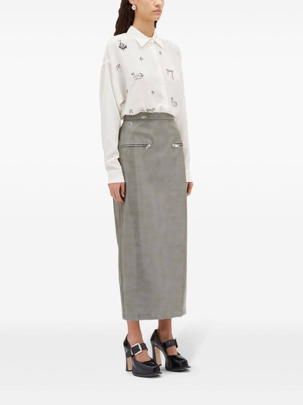 beaded button-up shirt - 3