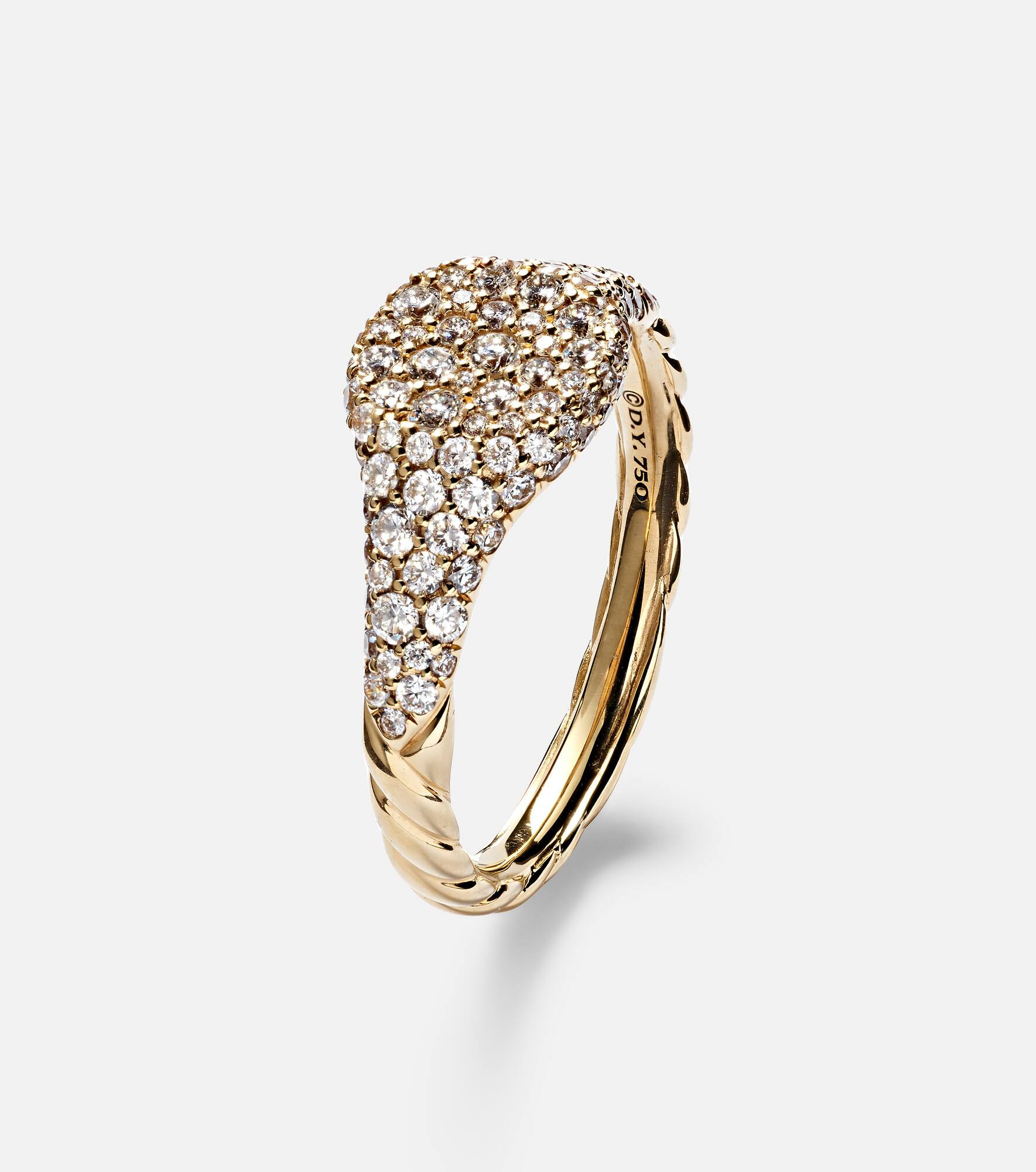 Petite Pavé 18kt gold pinky ring with diamonds - 4