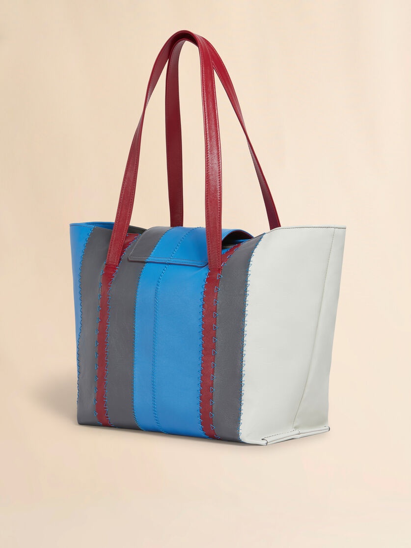 LIGHT BLUE, GREY, AND WHITE LEATHER TRUNKAROO LARGE BAG - 2