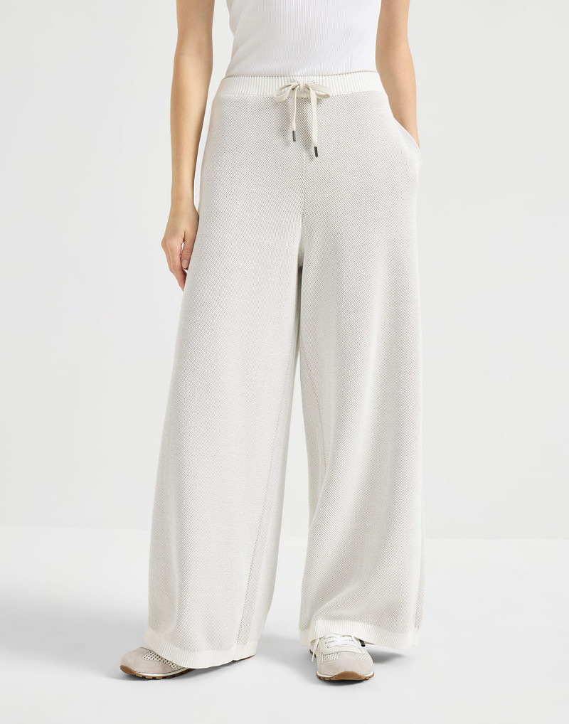 Cotton honeycomb stitch jacquard knit trousers 2