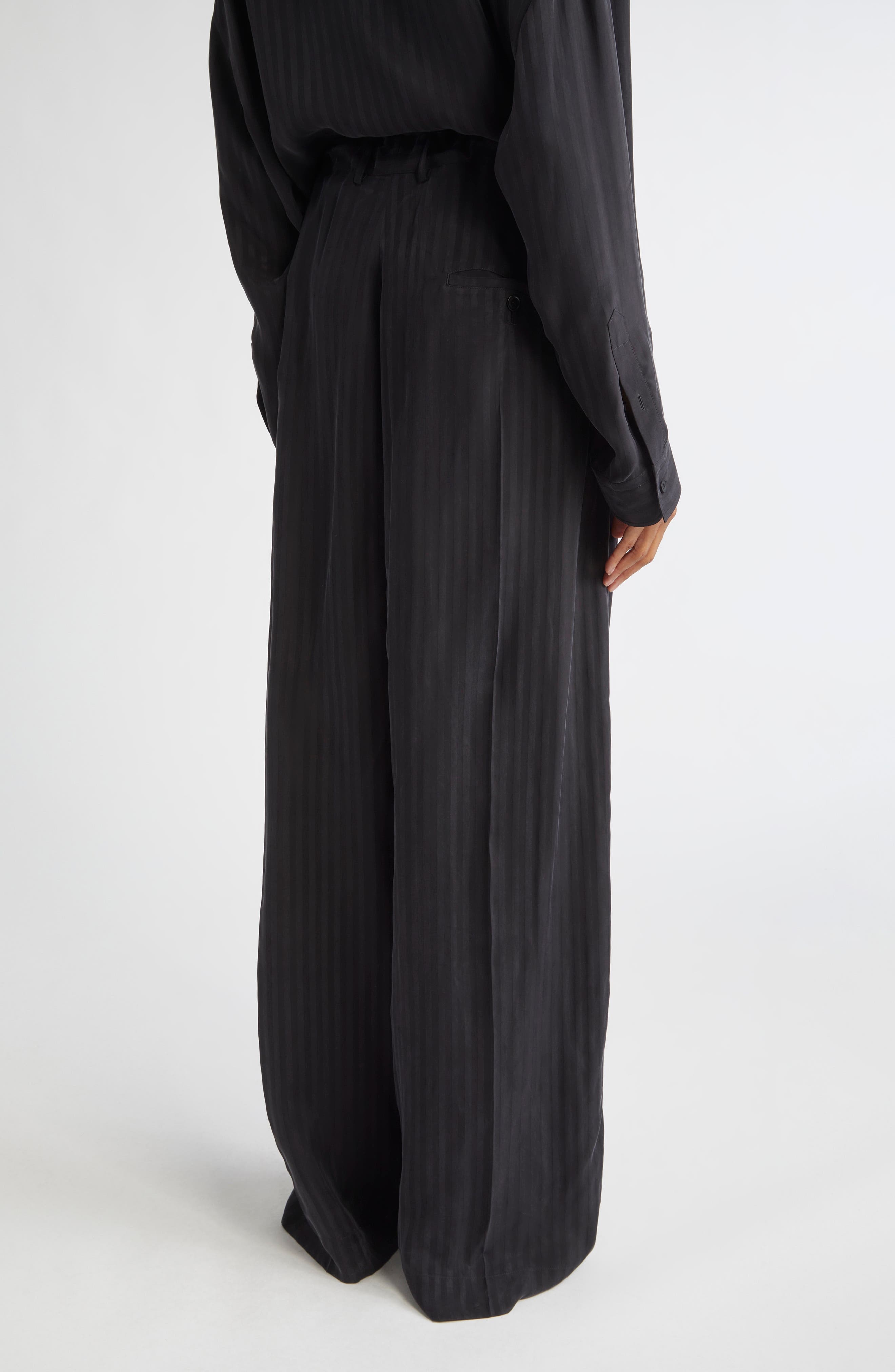 Balenciaga Fluid Cupro Tailored Pants in 1000 Black at Nordstrom - 3