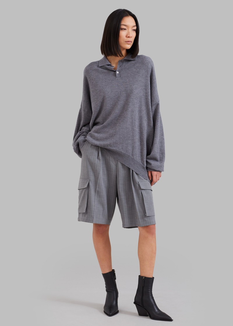 Meriel Wool Polo Sweater - Grey 7