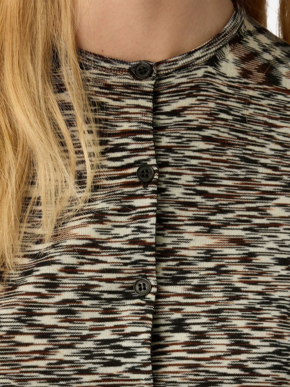 patterned wool-blend cardigan - 4