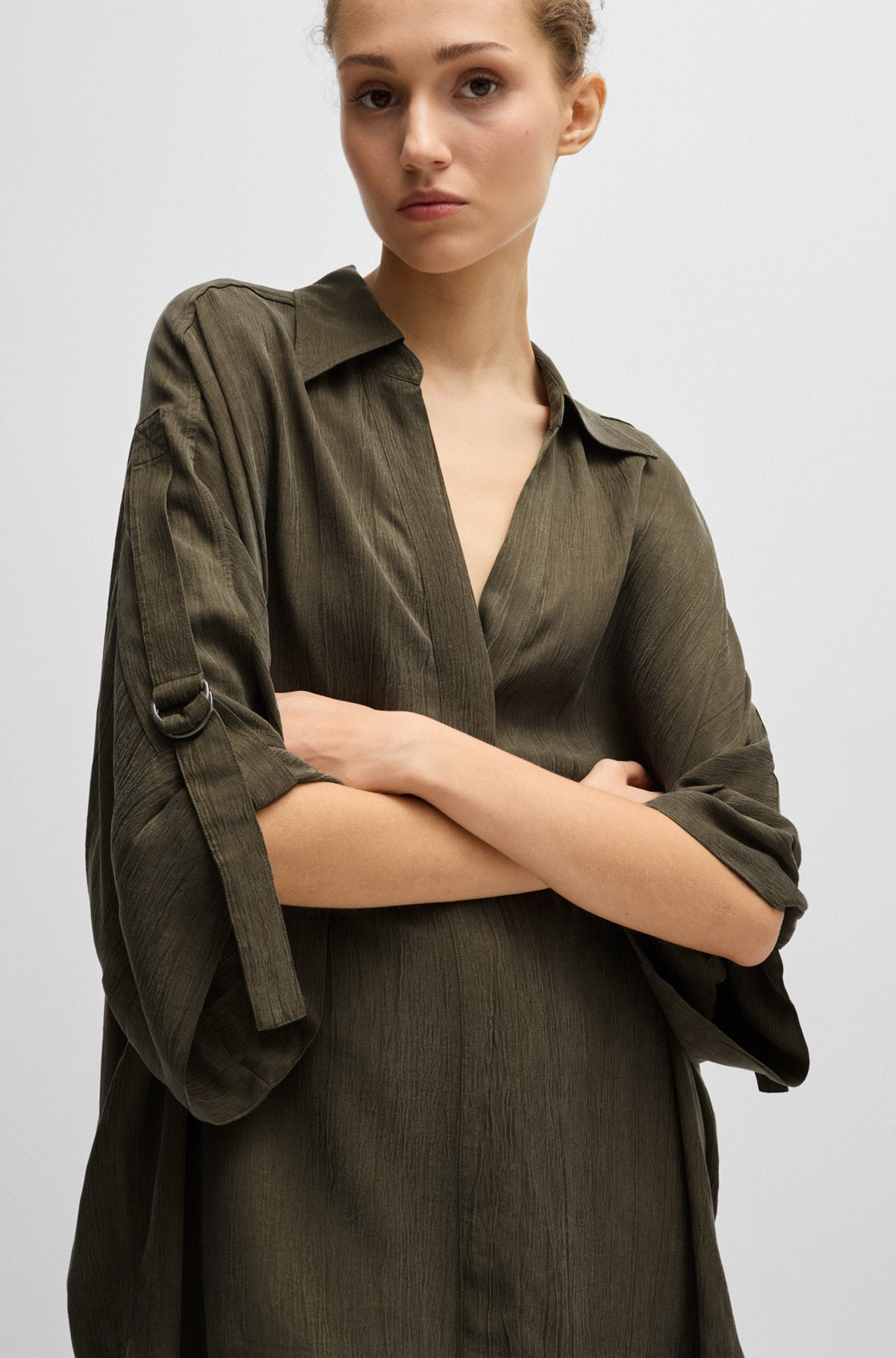 RELAXED-FIT SHIRT DRESS WITH CONCEALED CLOSURE - 4
