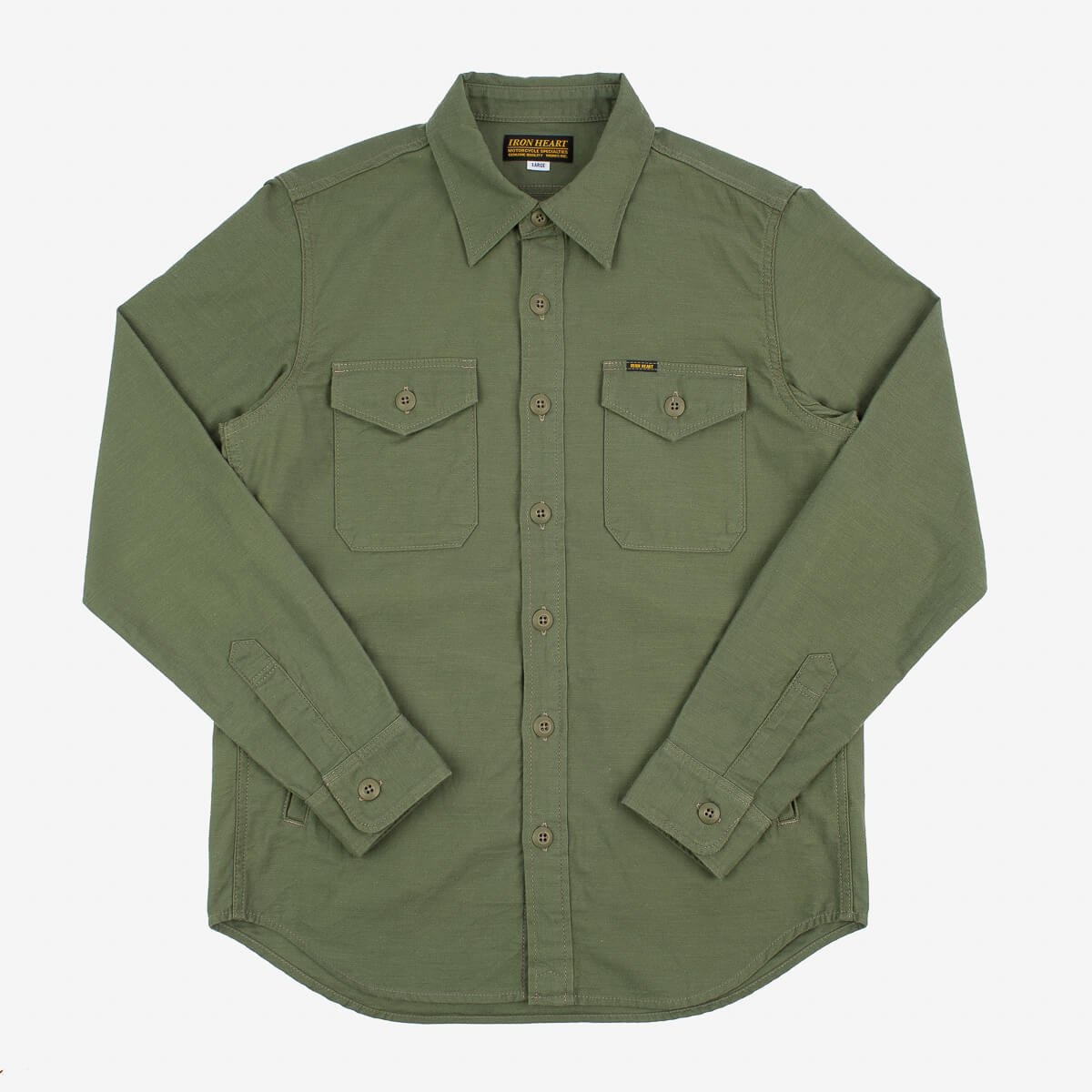7oz Back Satin Military CPO Shirt - Green - 1