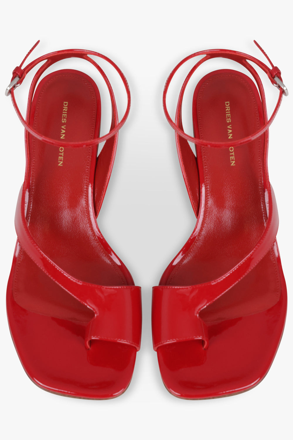 ANKLE WRAP CUT OUT PATENT CURVED 75MM HEEL | RED - 5