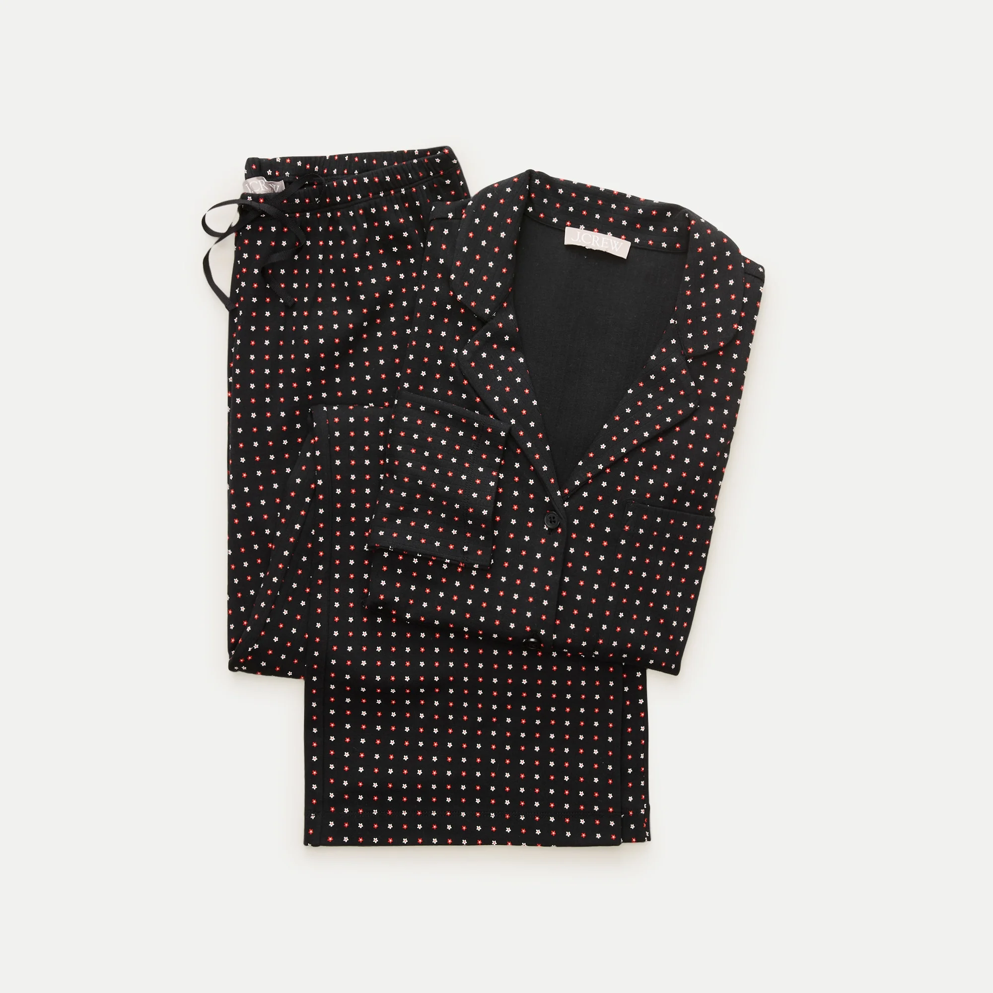 Dreamy rib long-sleeve pajama pant set in daisy print - 1