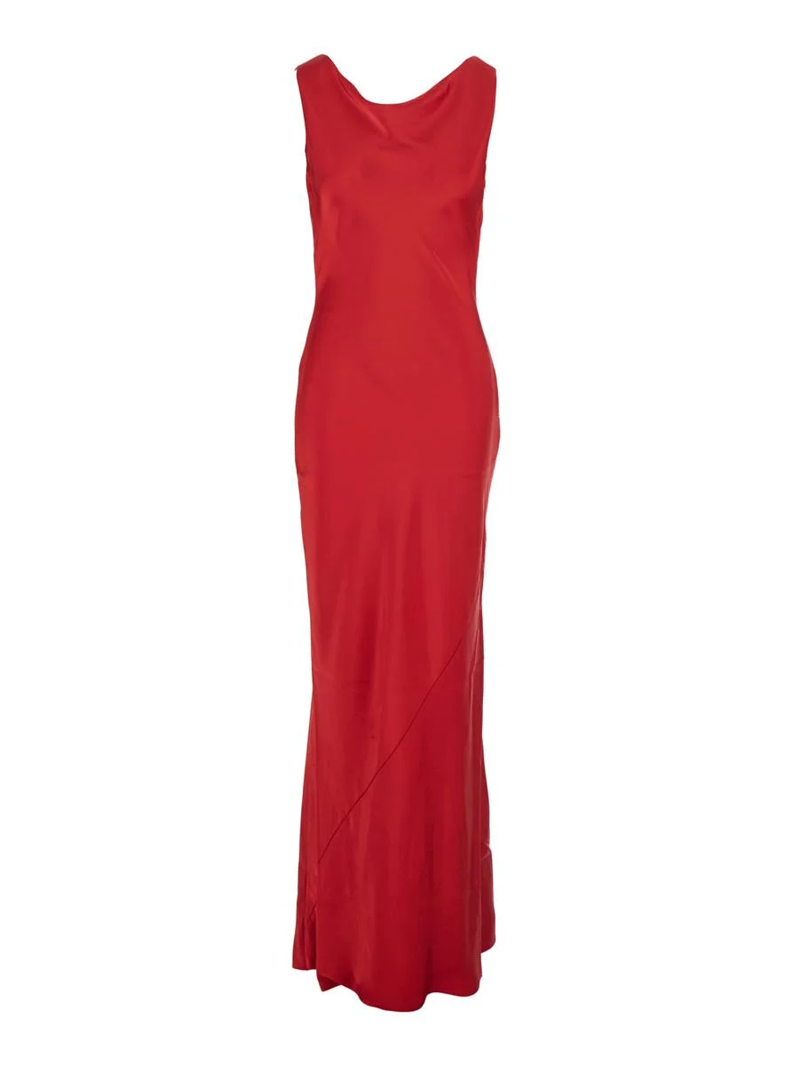 Norma Kamali Red Sleeveless Dress With Draped Neckline And Low Rear In Tech Fabric Woman - 1
