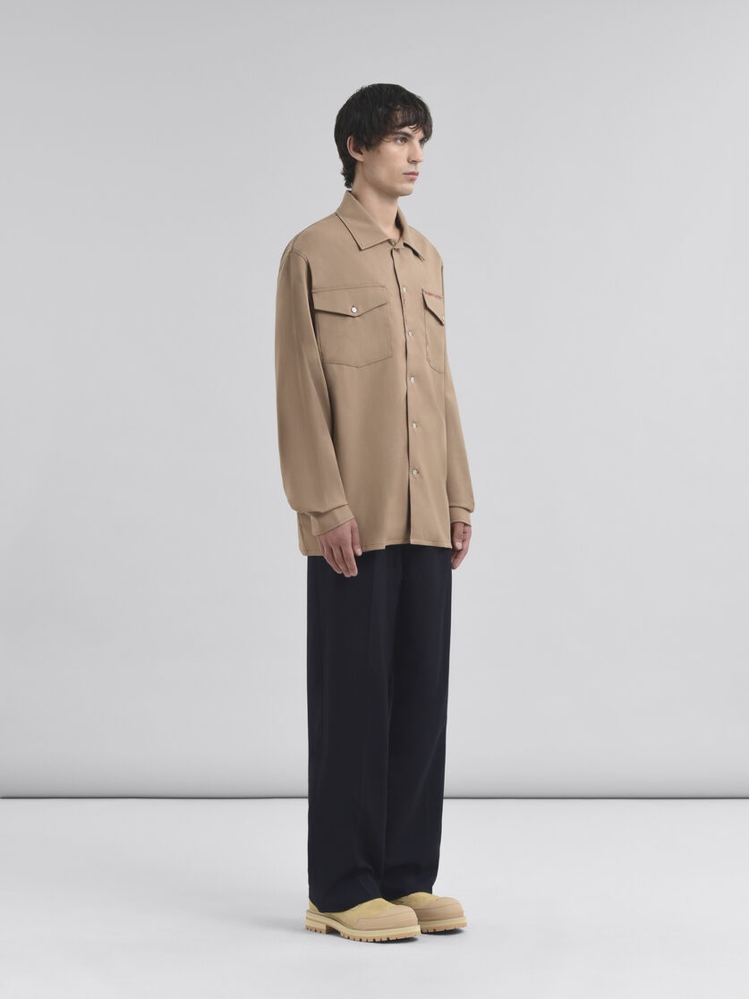 BROWN TROPICAL WOOL SHIRT WITH MARNI MENDING - 5