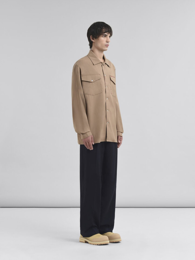 BROWN TROPICAL WOOL SHIRT WITH MARNI MENDING 5