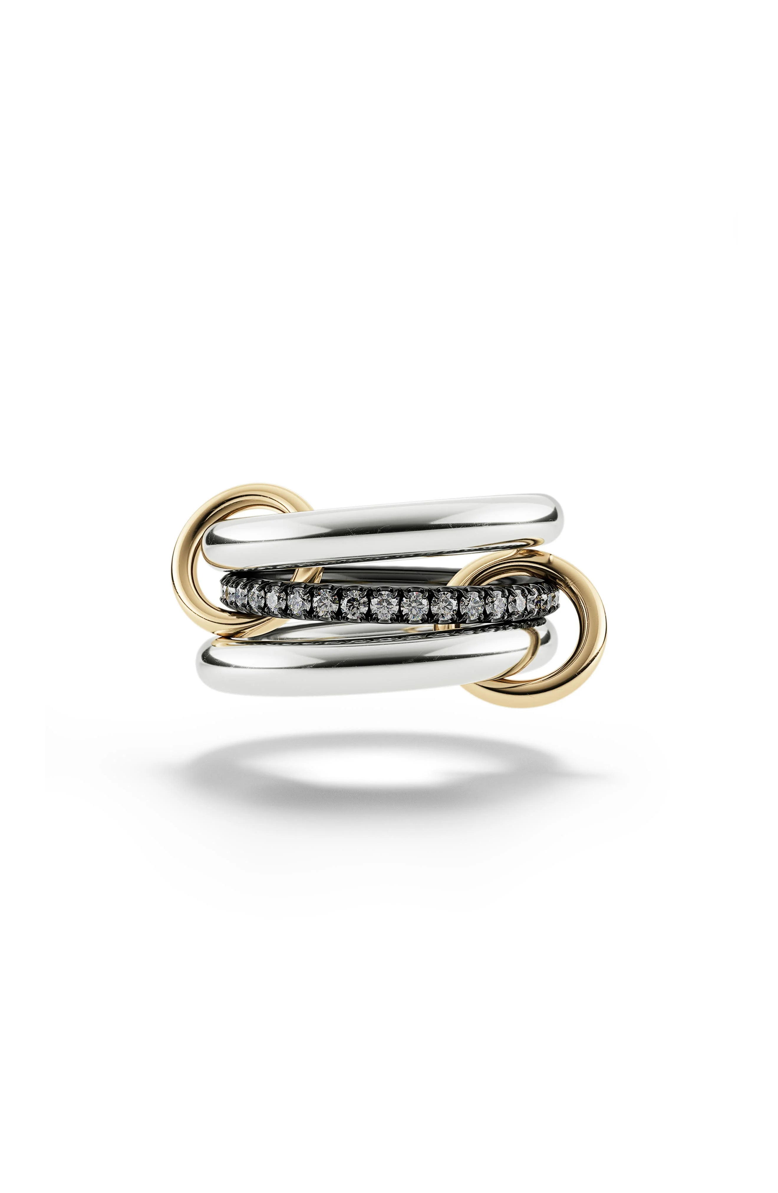 Spinelli Kilcollin Libra Linked Pavé Diamond Rings in Silver/Yellow Gold/Diamond at Nordstrom - 1