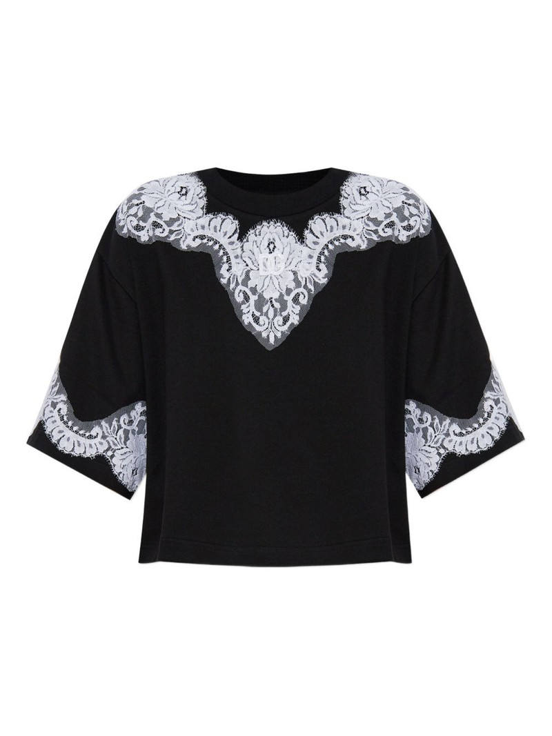 lace-appliqué T-shirt 1
