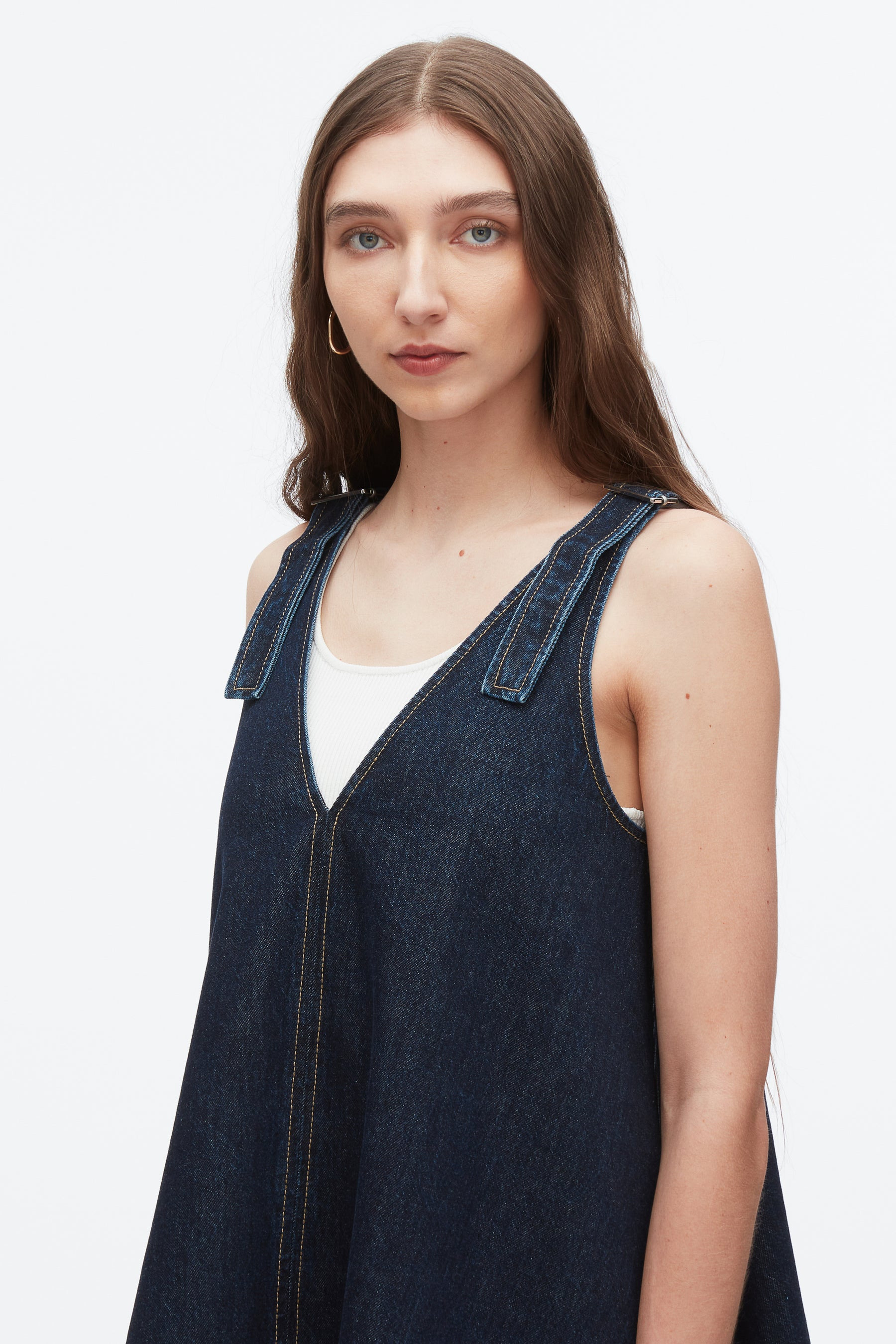 Denim Trapeze Mini Dress - 4