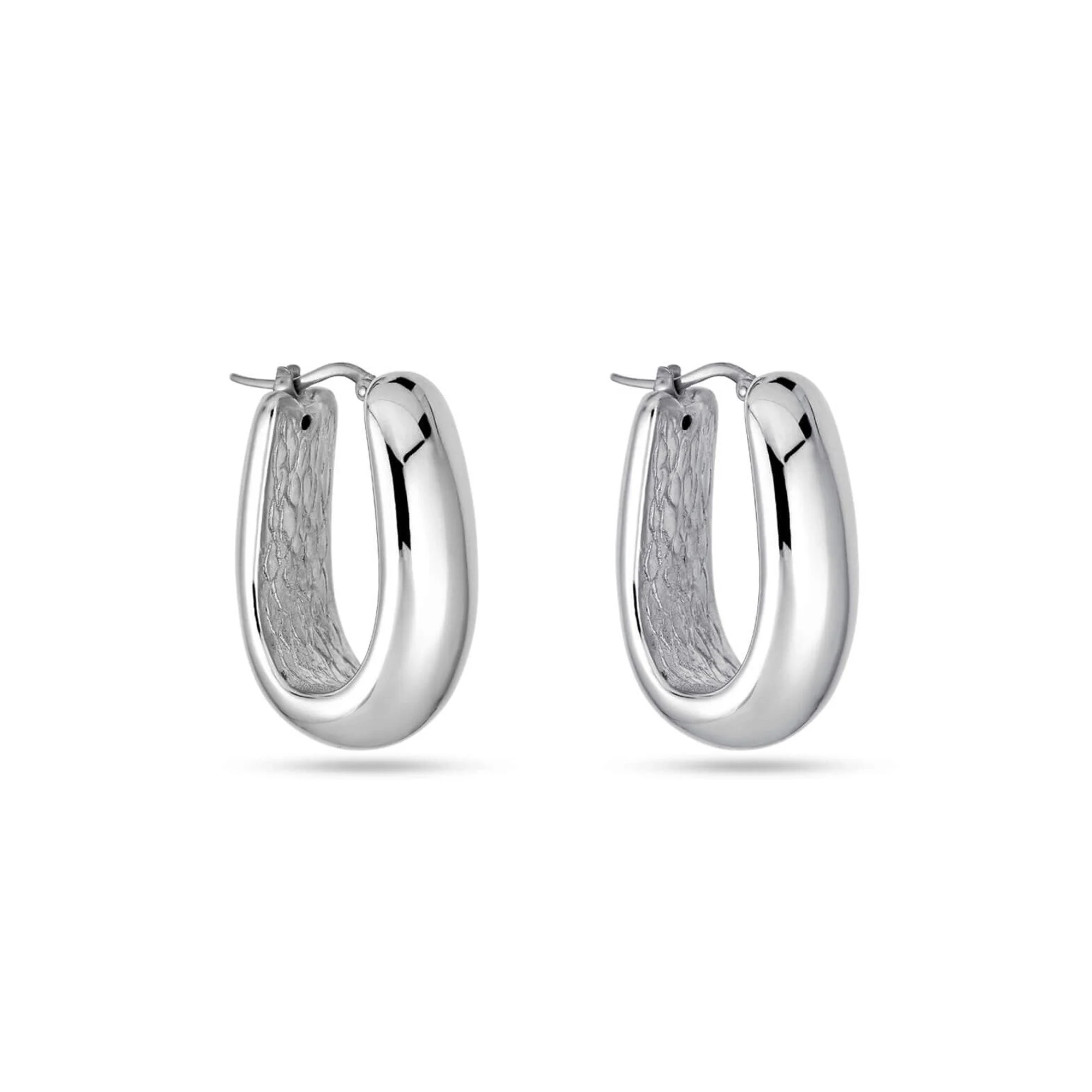 Oblong Silver Hoops - 1