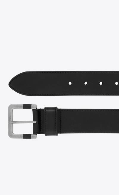 SAINT LAURENT carree buckle wide belt in vegetable-tanned leather outlook