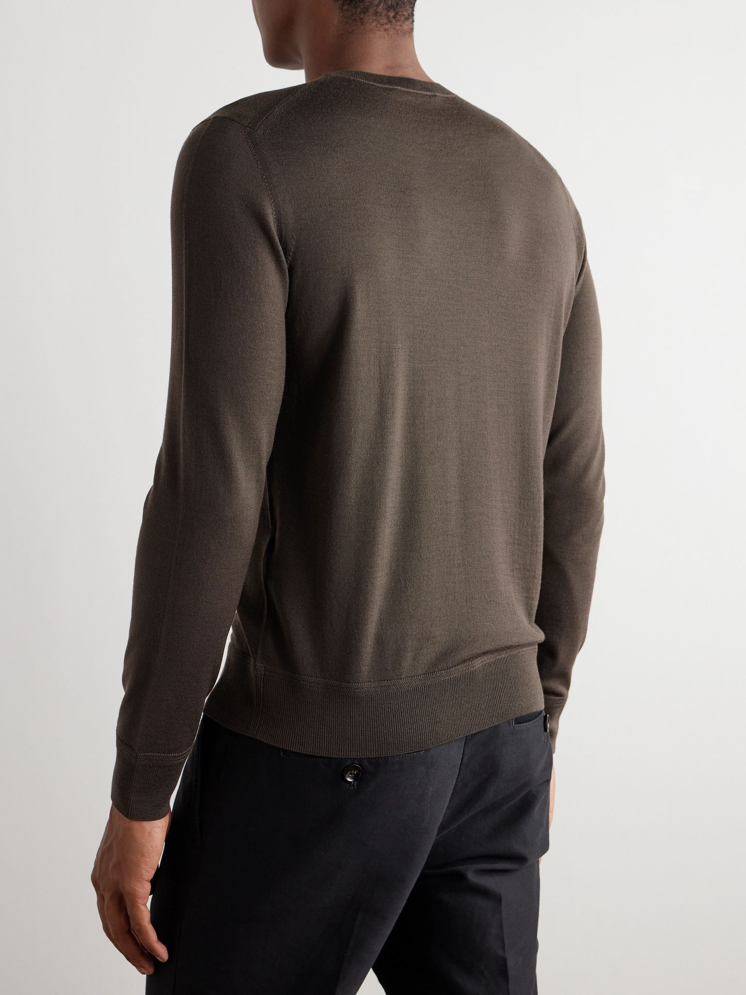 Slim-Fit Merino Wool Sweater Green - 4
