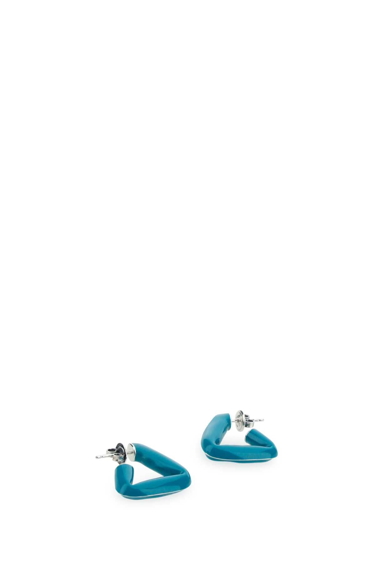 Bottega Veneta Women Teal Green 925 Silver Fold Earrings - 2