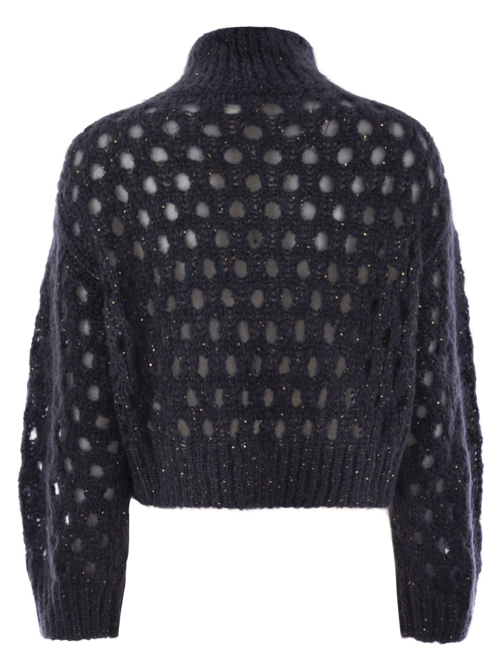 Brunello Cucinelli Women Dazzling Net Turtleneck Sweater Made Of Mohair And Wool Wispy - 2