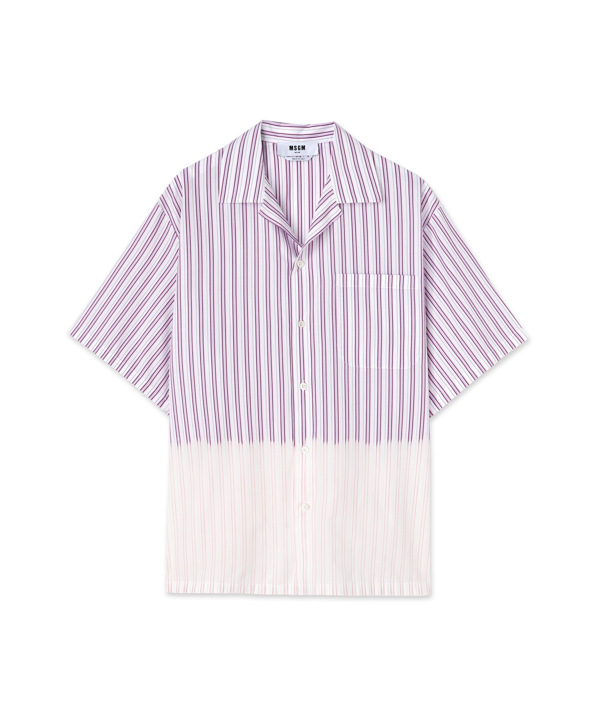 Poplin bowling shirt with faded treatment - 1