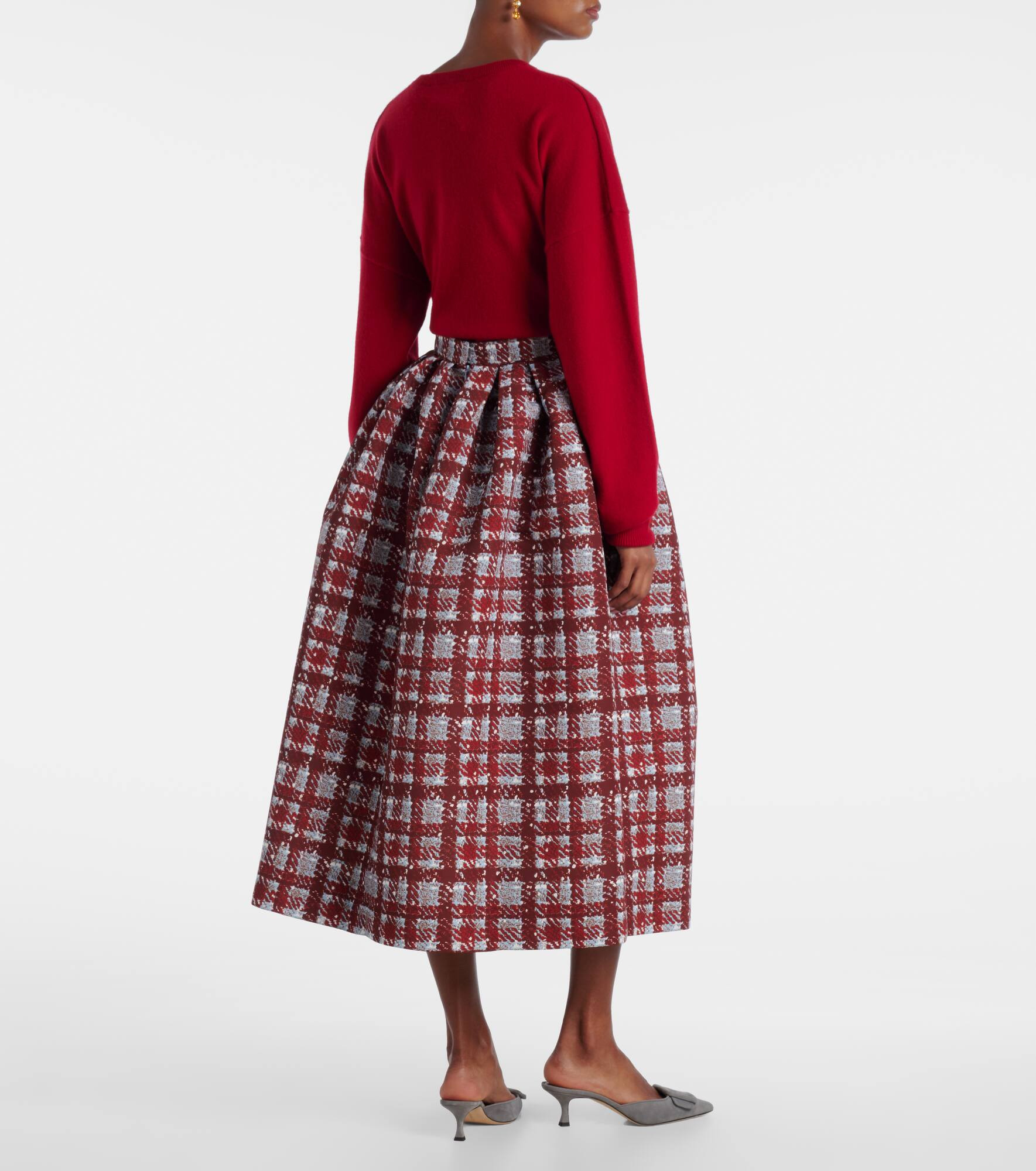 Plaid faille midi skirt - 3