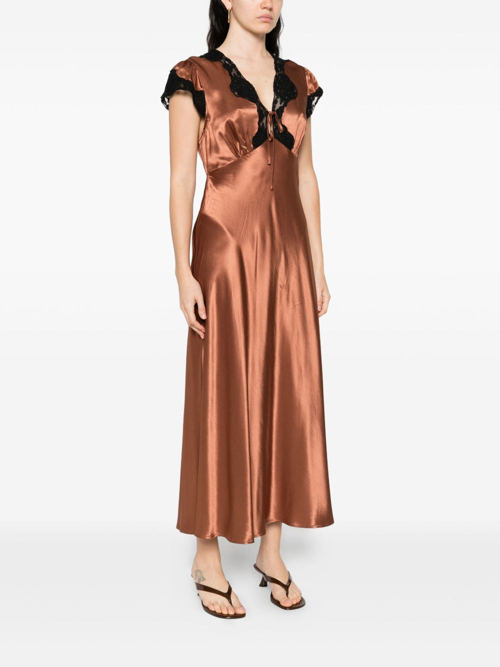 Amari lace-trimmed satin dress - 3