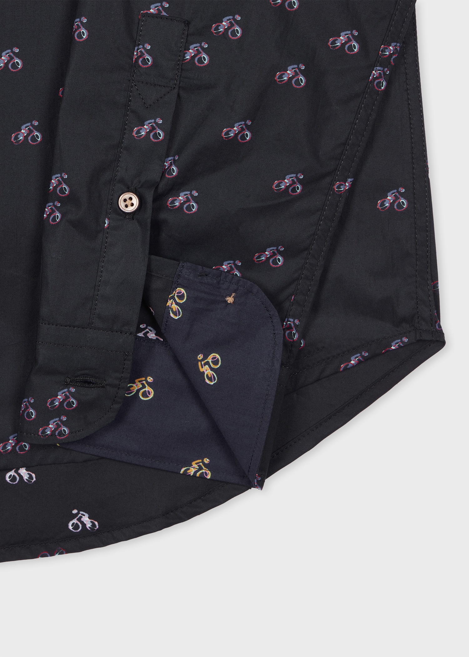 Tailored-Fit Black 'Cyclist' Print Shirt - 2