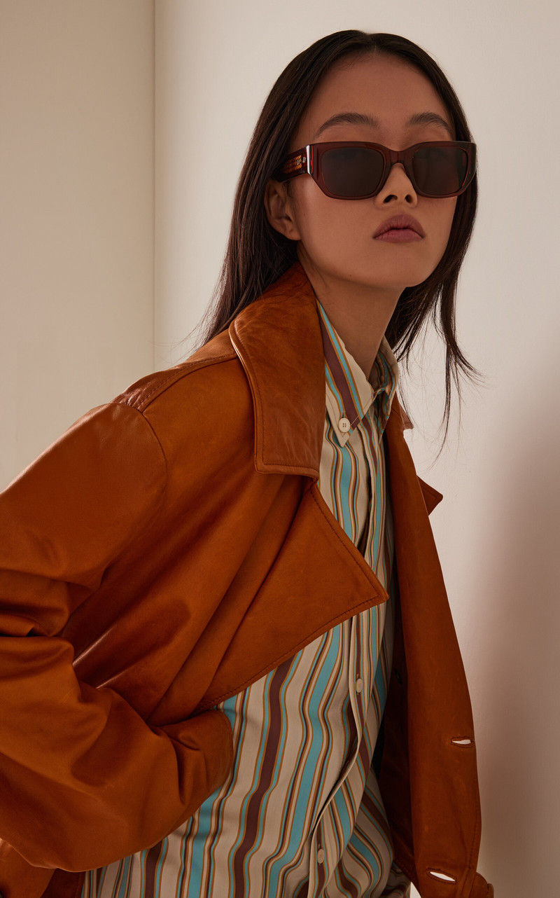 Bottega Veneta Square-Frame Acetate Sunglasses brown outlook