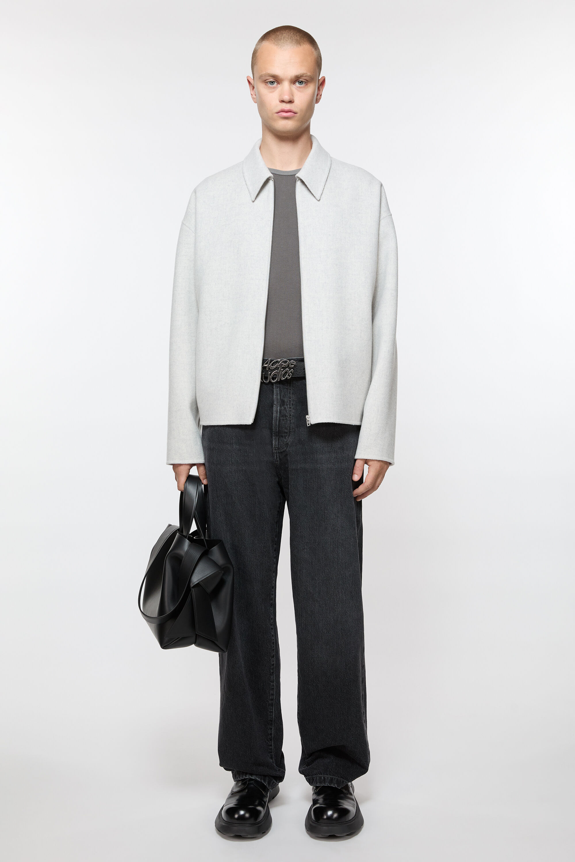 Wool jacket - Light Grey Melange - 2