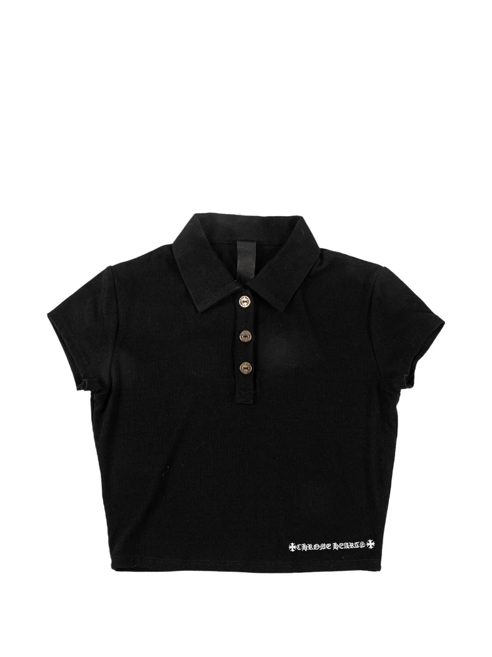 embroidered cropped polo shirt - 1