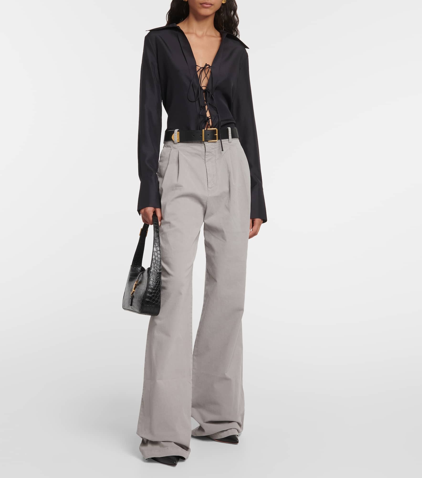Flavie cotton-blend wide-leg pants - 2