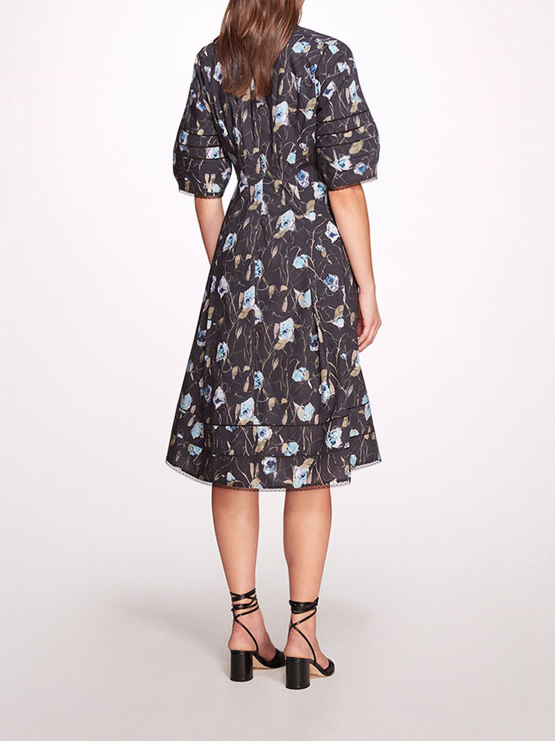 Marchesa ASTER FLORAL PRINT & LACE MIDI outlook