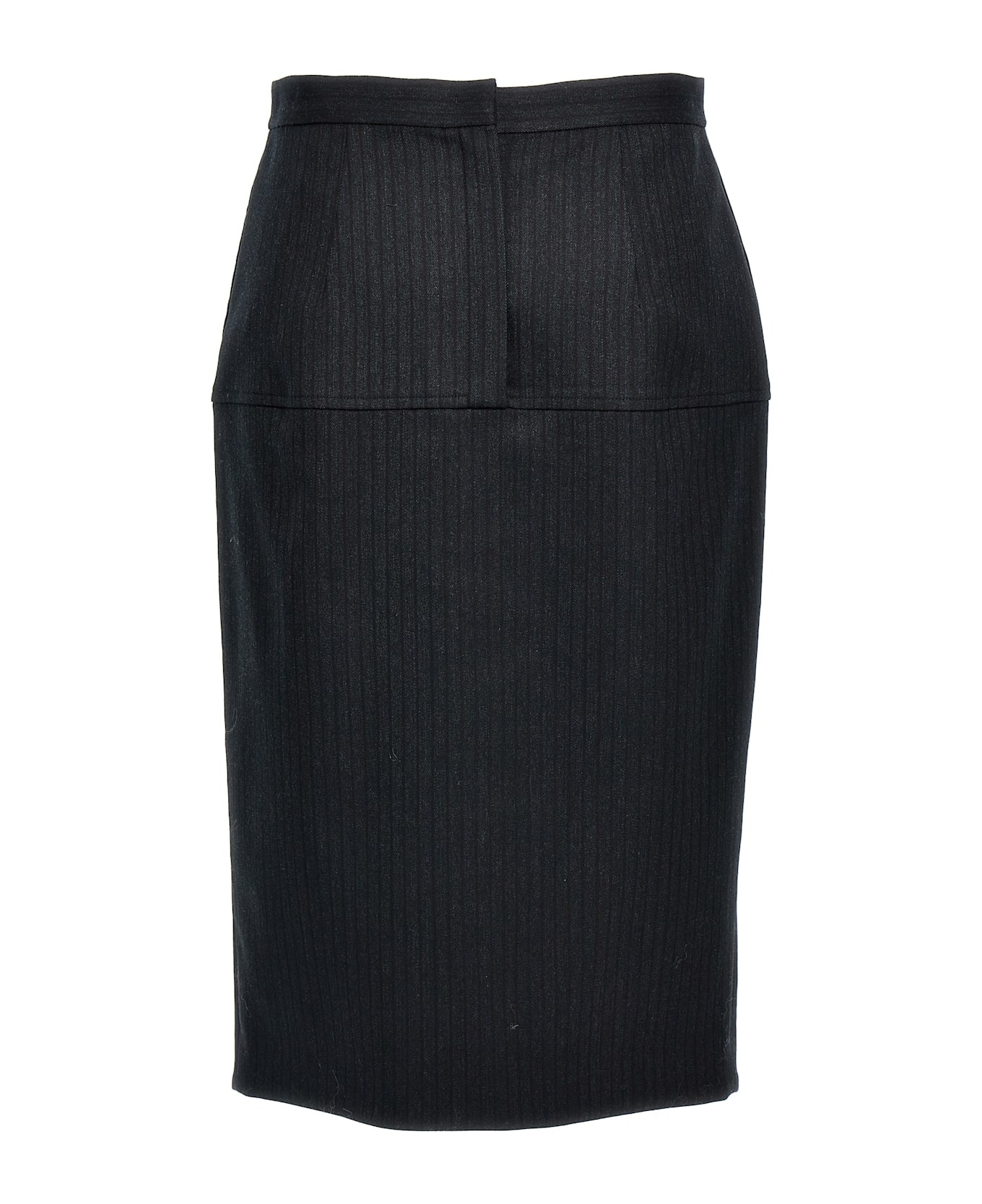 Pinstriped Wool Skirt - 2