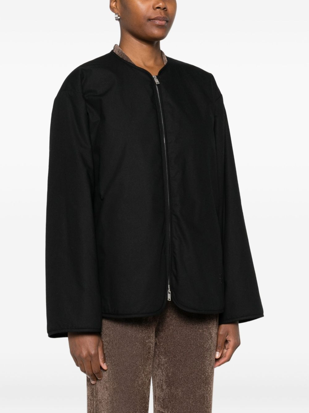 zip-front quilted coat - 3