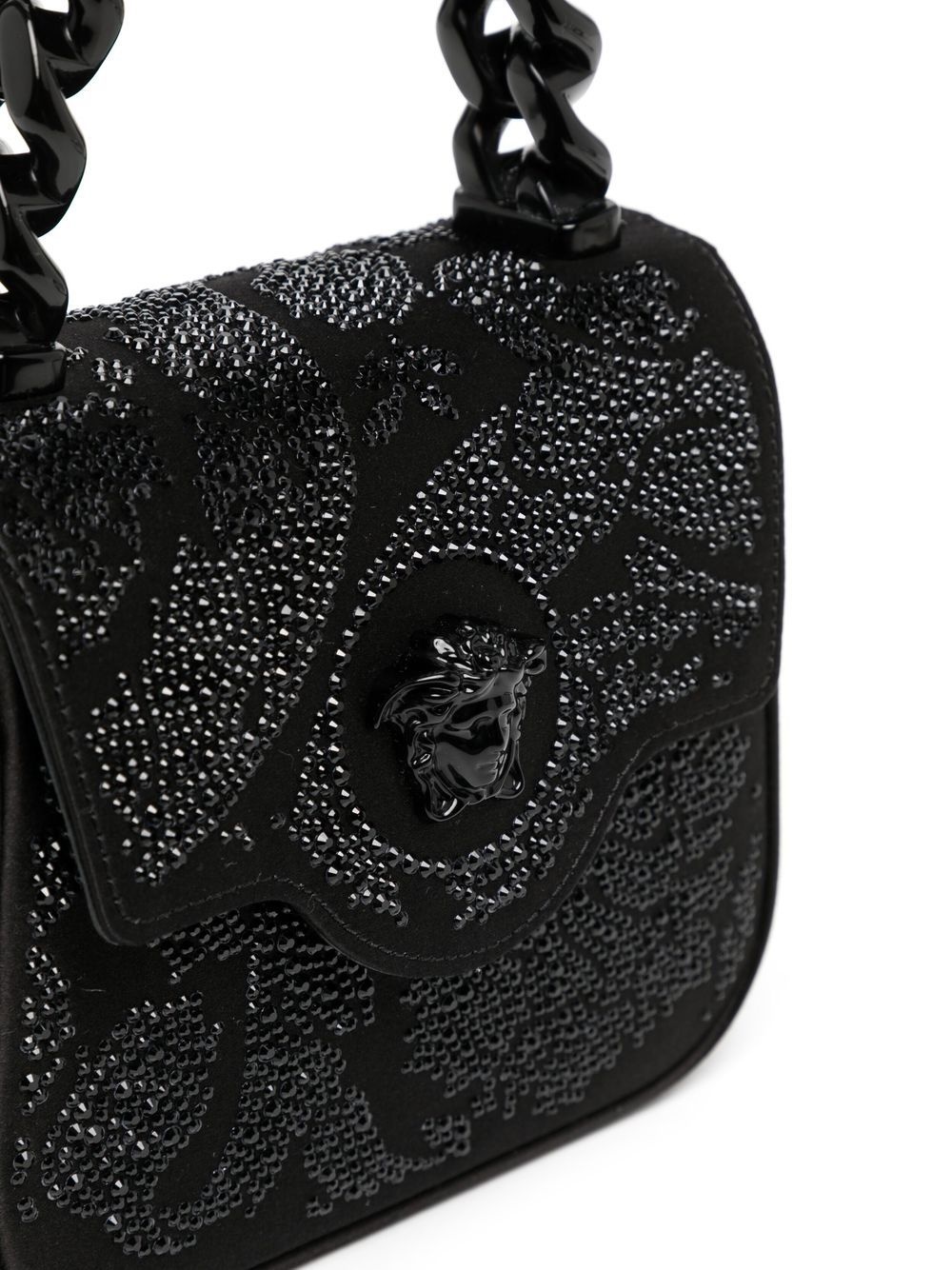 Medusa-plaque crystal-embellished shoulder bag - 4