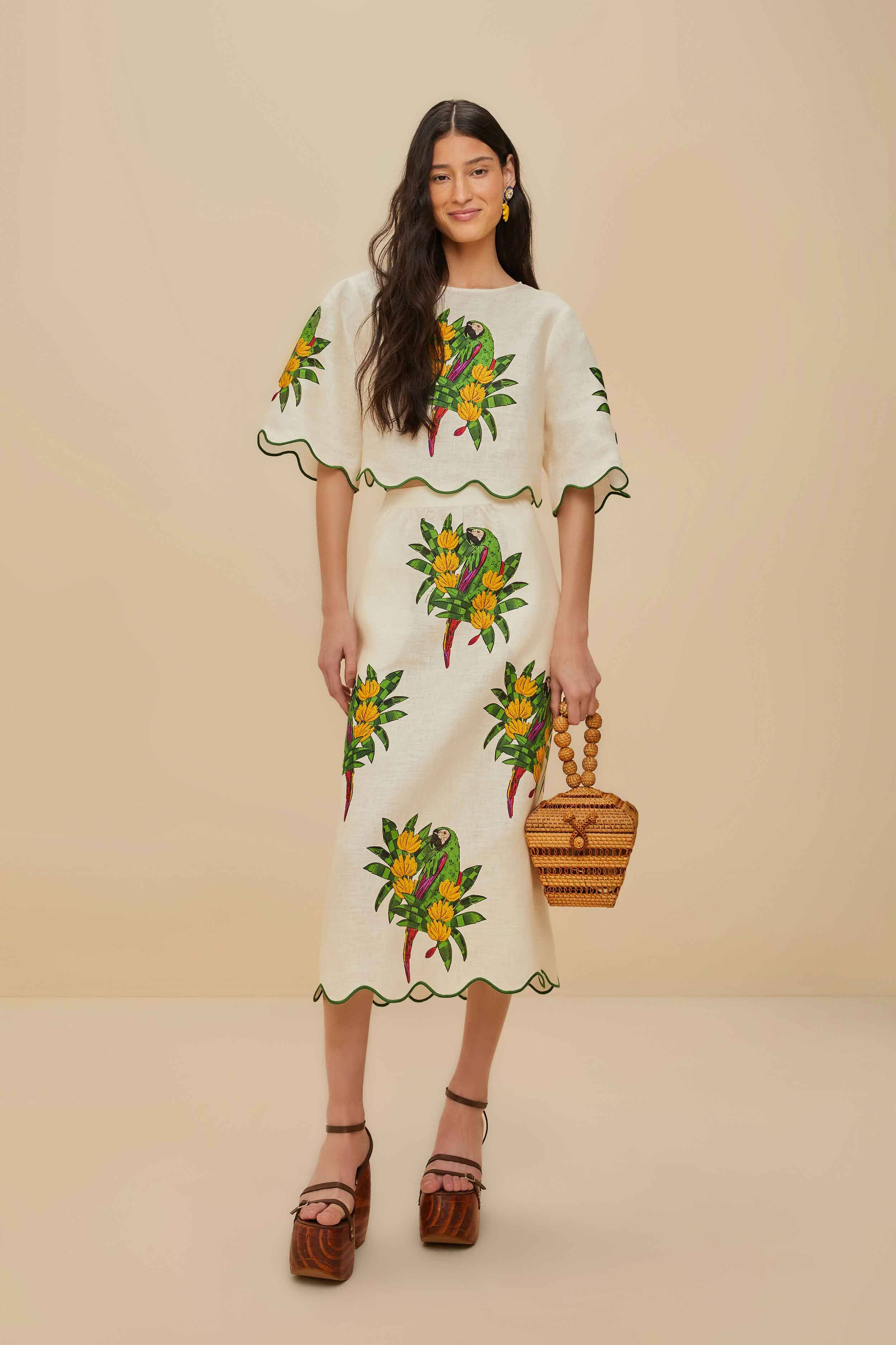 Off-White Maracana Bird Euroflax™ Premium Linen Blouse - 2