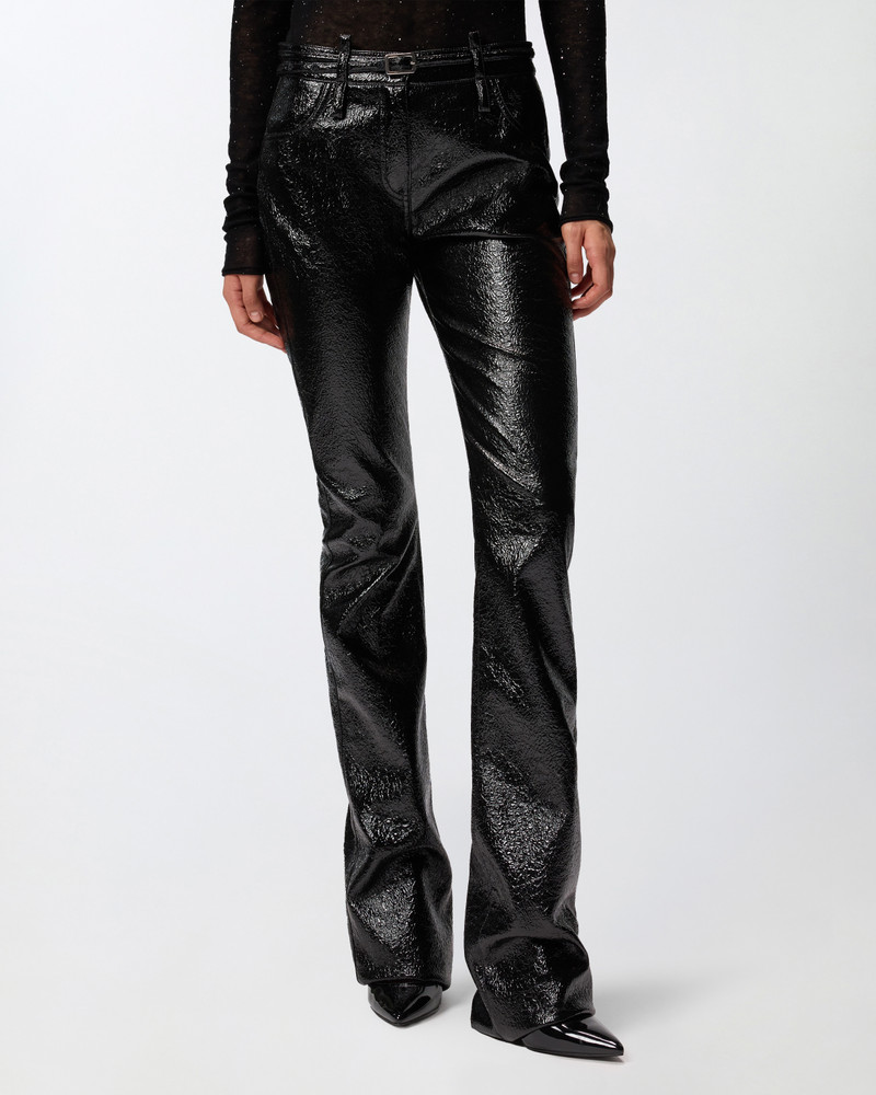 PATENT-EFFECT TROUSERS WITH BELT 3