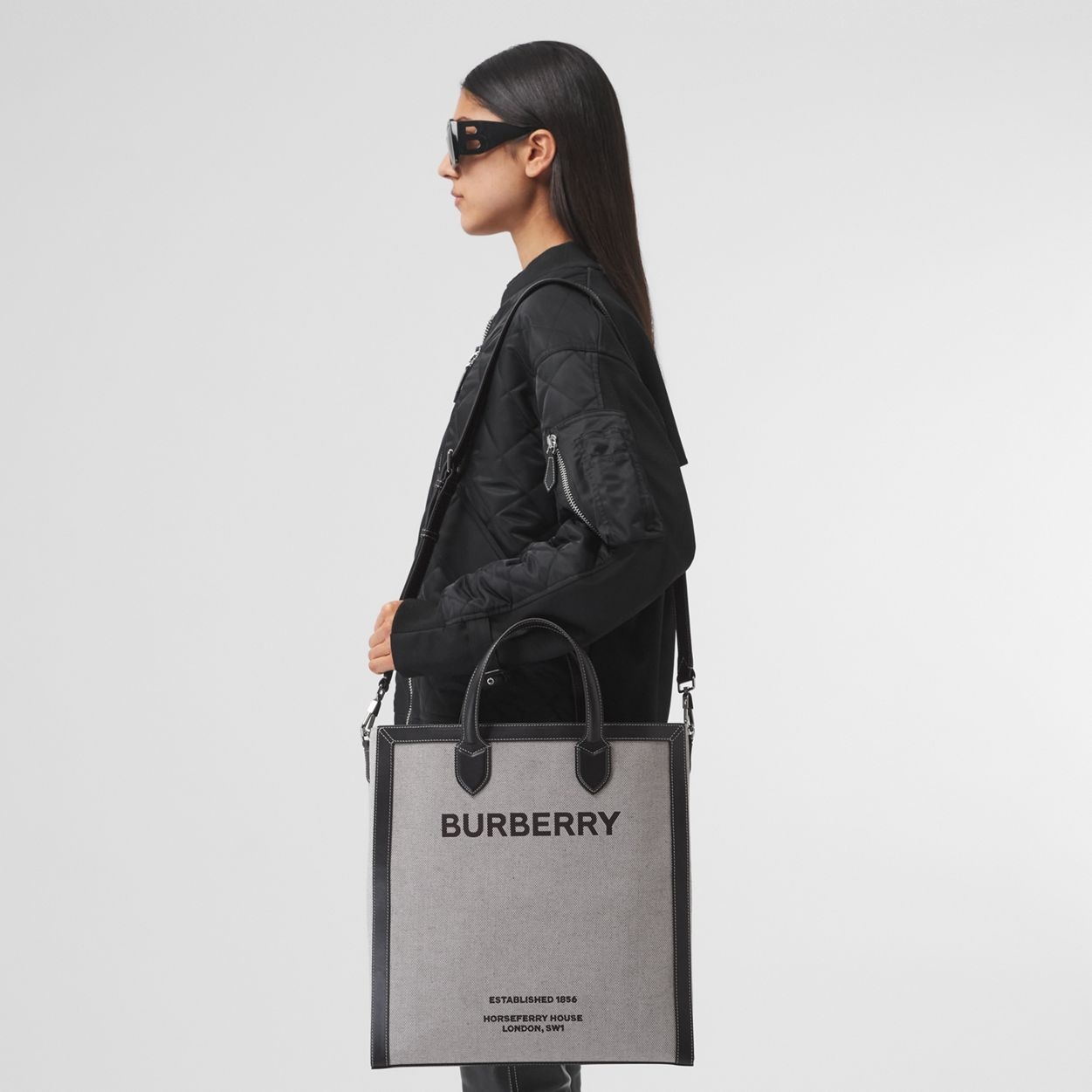 Horseferry Print Canvas and Leather Tote - 3