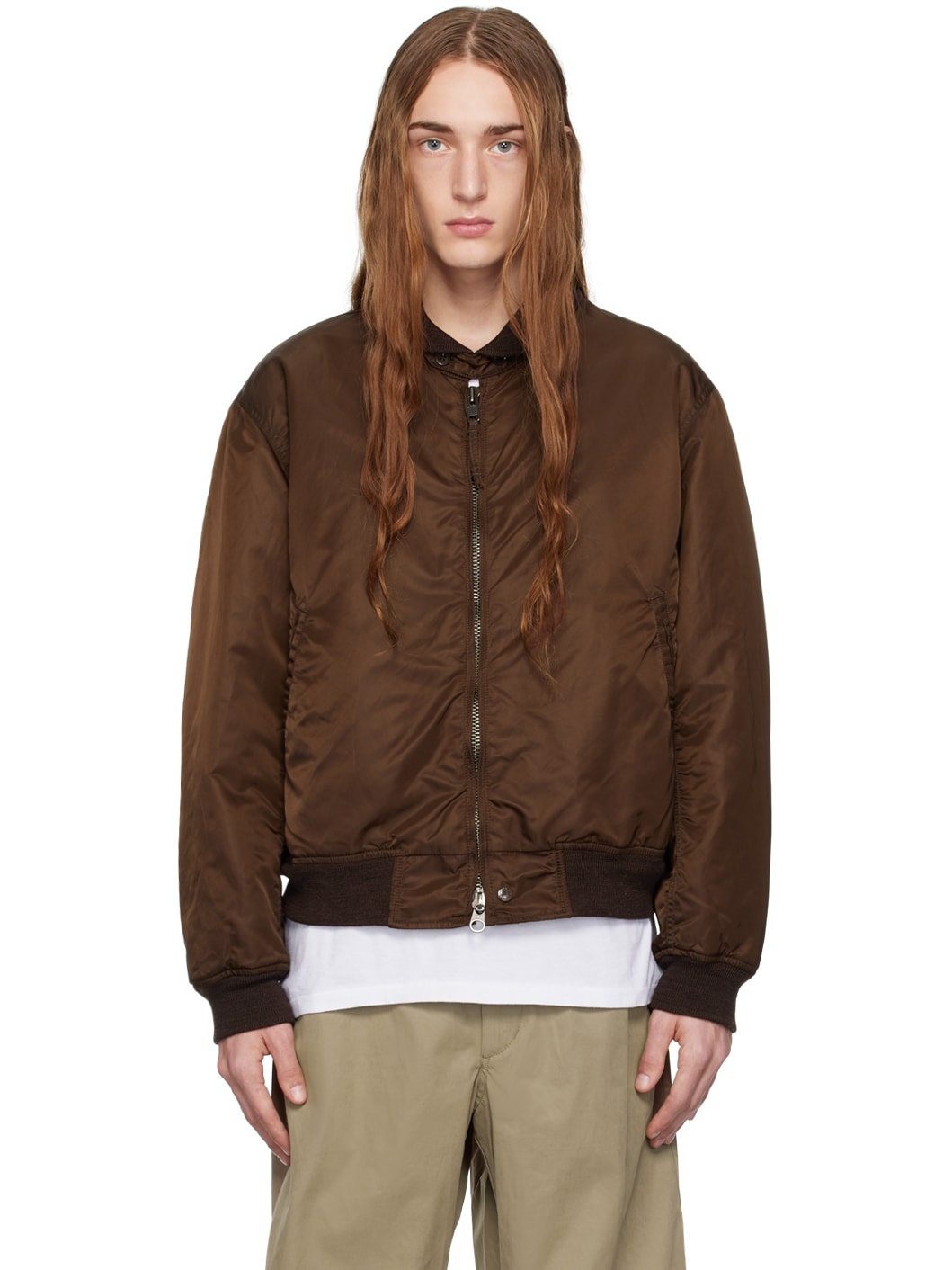 Brown Insulated Bomber Jacket - 1