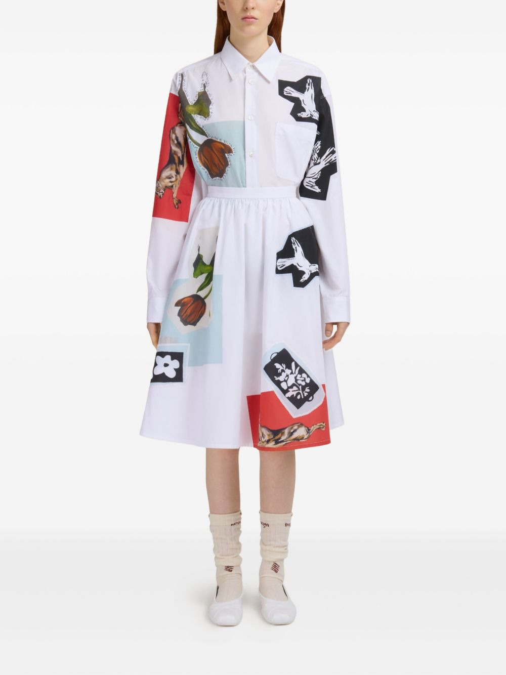 patchwork-design midi skirt - 2