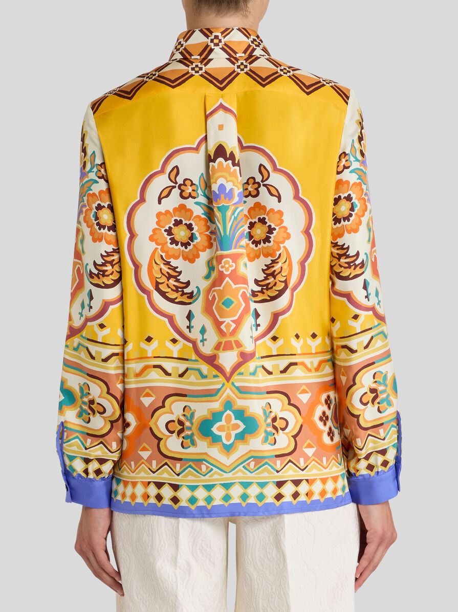 SILK SHIRT WITH PLACED PRINT - 4