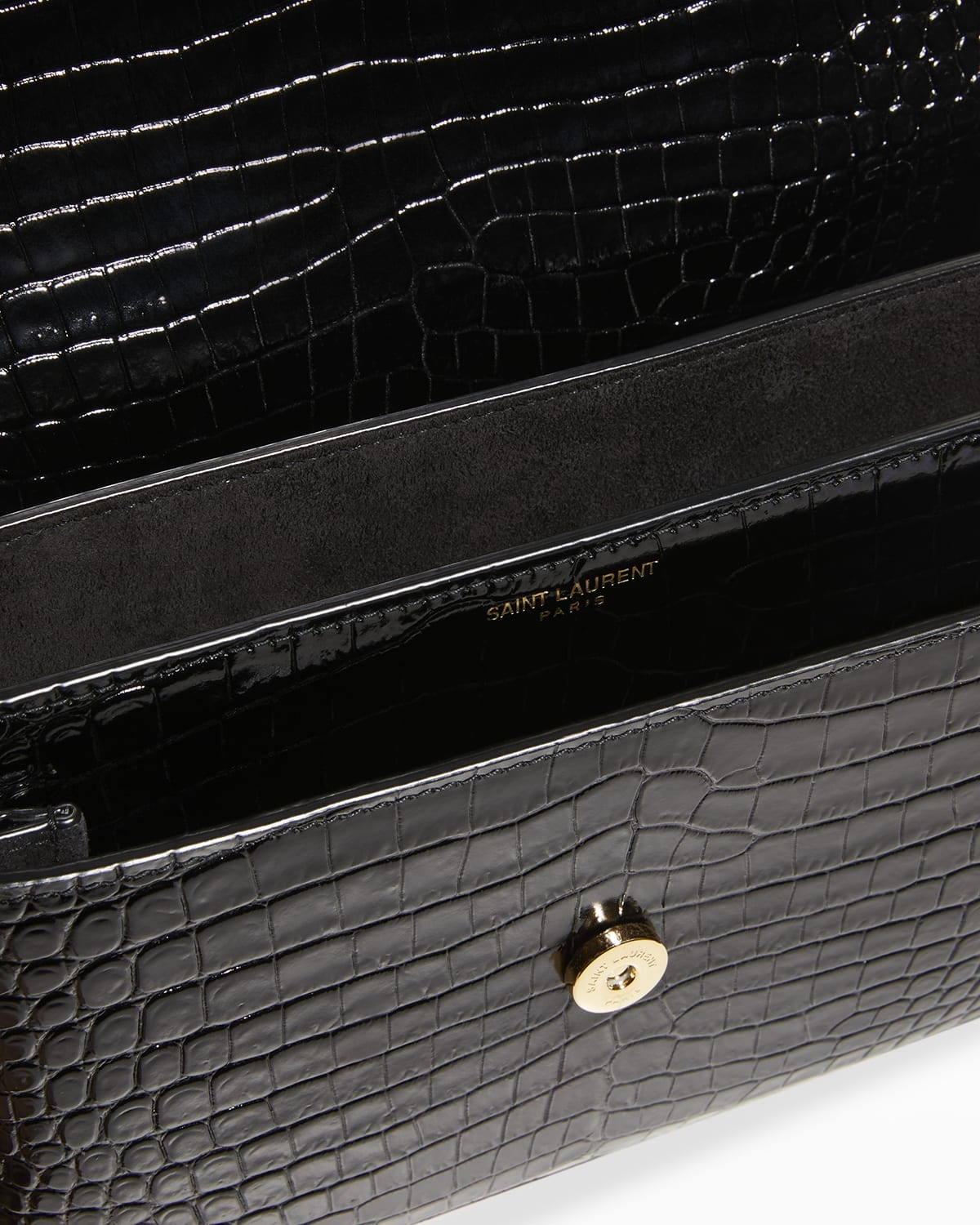 Sunset Medium YSL Crossbody Bag in Croc-Embossed Leather - 3