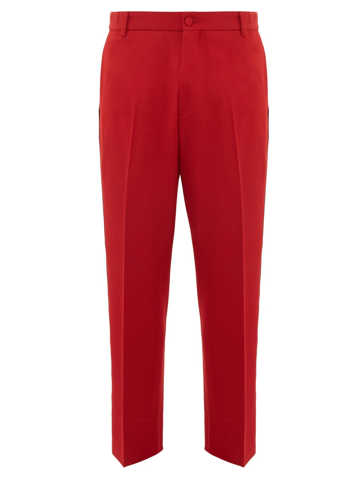 Straight-leg logo-stripe wool trousers - 1