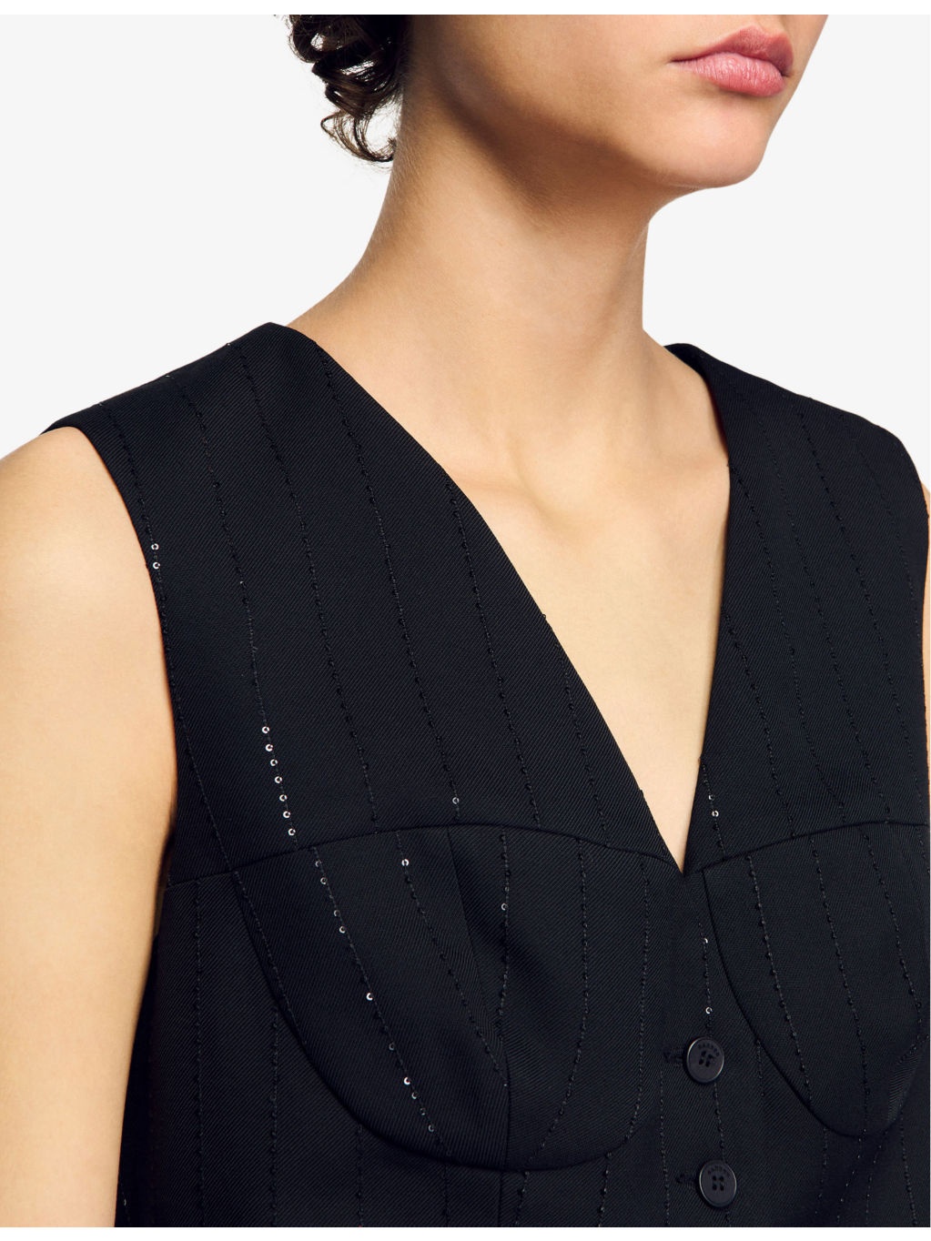 Sequin-Embellished Cropped Woven Top - 5