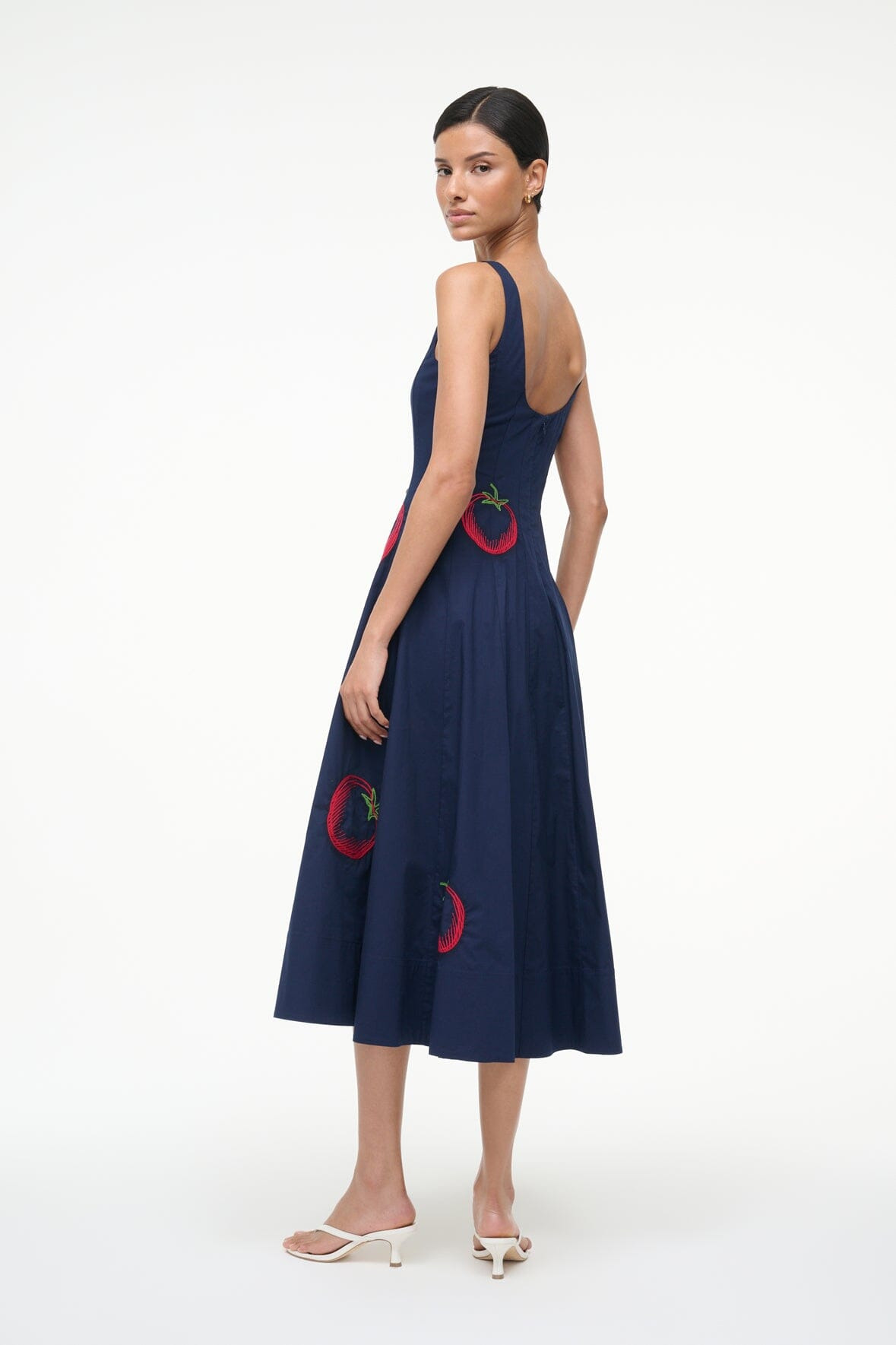 STAUD WELLS DRESS NAVY ROMA - 5